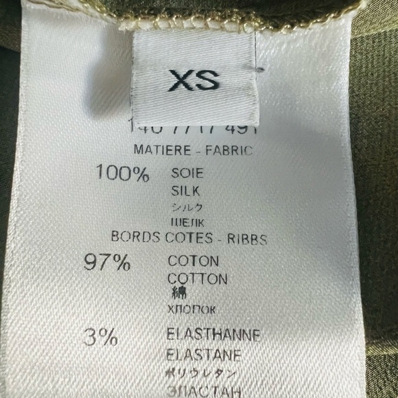 GIVENCHY WOMEN’S GORGEOUS SHORT SLEEVE SILK PULLOVER TOP SIZE XS OLIVE/GOLD - Picture 10 of 14